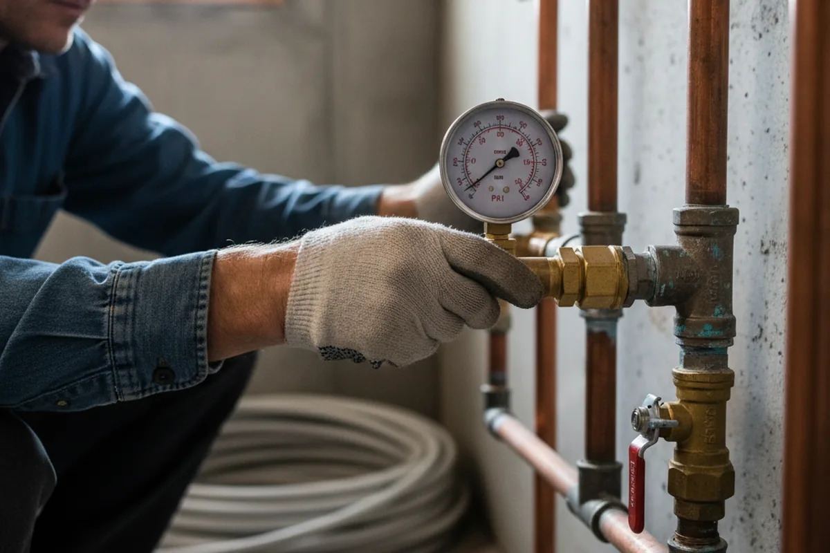 Pressure testing a repaired line during Water Line Repair in Orleans